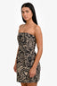 Acne Studios Beige/Black Strapless Patterned Mini Dress Size 38