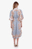 Alemais Blue Paisley Linen Cotton Button Down Belted Midi Dress Size 0