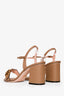 Gucci Taupe Leather Marmont Sandal Block Heels Size 38