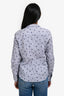Frank & Eileen Blue Pinstripe Heart Printed Crinkle Button-Up Shirt Size Small