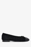 Pre-loved Chanel™ Black Tweed Leather Cap Toe Ballet Flats Size 38C