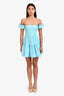 Staud Blue Cotton Ruffle Short Sleeve Mini Dress Size 0