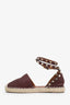 Valentino Burgundy Leather Espadrille Flats Size 35