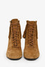 Saint Laurent Brown Suede Fringe Lace Up Bootie Size 36.5