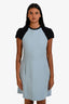 Victoria Beckham Blue Colourblock Short Sleeve Shift Dress Size 8