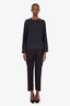 Dries Van Noten Navy Wool-Blend Double Trousers Size 42