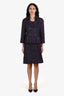Pre-loved Chanel™ 2008 Purple Glitter Tweed Midi Dress Blazer Set Size 40