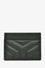 Saint Laurent Dark Green Leather Chevron Card Holder
