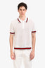 Gucci 2024 White Mesh Knit Short Sleeve Polo Shirt Size L Men's
