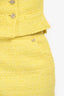 Pre-loved Chanel™ 2012 Yellow Tweed Crystal Buttoned Jacket + Midi Skirt Set Size 38