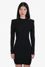 Balmain Black Ribbed Wool Long Sleeve Mockneck Dress Size 38