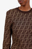 Fendi Brown Zucca Print Long Sleeve Mini Dress Size 42