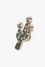Pre-loved Chanel™ 2017 Green/Pink Enamel Gold Toned Cactus Brooch Pin