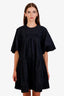 Simone Rocha Black Gathered Mini Dress with Lace Trim Size 6