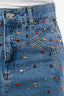 Sandro Blue Denim Rhinestone Mini Skirt Size 2
