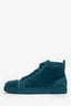 Christian Louboutin Teal Suede Lou Spikes High Top Sneakers Size 45 Mens