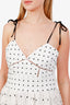 Self-Portrait White/Black Polka Dot Eyelet Lace Dress Size 8