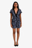 Sandro Black/Blue Floral Short Sleeve Romper Size 38