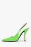Gucci Green Patent Chain-Embellished Signoria 45MM Slingback Pumps Size 37