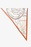 Hermès Caramel Brown White Silk Wool “Fouets et Badines” Triangle Scarf