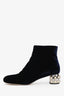 Miu Miu Blue Velvet Embellished Ankle Boots Size 38