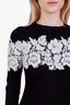 Valentino Black Knit Lace Panel Dress Size S
