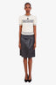 Brunello Cucinelli Grey Wool Pleated Midi Skirt Size 6