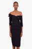 Greta Constantine Black Off The Shoulder Midi Dress Size M