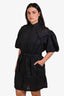 Frame Black Ramie Lace Puff Sleeve Mini Dress Size L