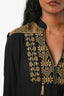 Nili Lotan Black/Gold Embroidered Silk Chiffon 'Karina' Blouse Size Small