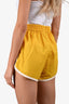 Miu Miu Yellow Nylon Drawstring Logo Embroidered Shorts Size 38