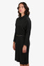 Gucci Dark Grey High Neck Long Sleeve Midi Dress Size L With Horsebit Leather Belt