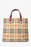 Burberry Brown/Burgundy Novacheck Leather Mini Tote Bag