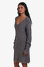 Altuzarra Grey/Gold Knit Sequin Long Sleeve V-Neck Knee-Length Dress Size Small
