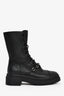 Jimmy Choo Black Leather Lace Up Combat Boots Size 38
