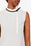 Miu Miu White Silk Bow Detail Sleeveless Blouse Size 40