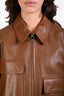 Tibi Brown 'Aviator' Leather Oversized Bomber Size M