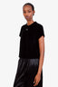Alexander Wang Black Velour Crystal Embellished T-Shirt Size S