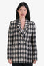 Anine Bing Cream/Black Houndstooth Cotton Blend Jacket Size S