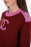 Pre-loved Chanel™ Burgundy Cashmere CC Crystal Button Detail Sweater Size 38