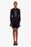 Miu Miu Black Cotton Embroidered Belted Mini Dress Size 38