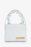 Jacquemus White Leather Braided Top Handle Micro Bag