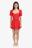 Reformation Red Floral Short Sleeve Mini Dress Size 0