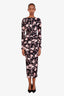 Alessandra Rich Navy/Pink Floral Print Ruched Maxi Dress Estimated Size S