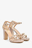 Valentino Nude Leather Rockstud Block Heels Size 36