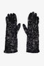 Pre-loved Chanel™ Black Mesh Velvet Camelia Gloves Size 7.5