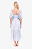 Self-Portrait Blue Cotton Floral Embroidered Short Sleeve Midi Dress Size 2