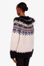 Prada Cream/Black Wool Alpaca Fair Isle Knit Zip-Up Coat Size 44