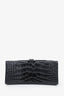 Balenciaga Black Croc Embossed Small Hourglass Top Handle Bag With Strap