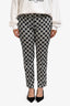 Prada 2014 Navy Blue/Cream Printed Wool Silk Trousers Size 46